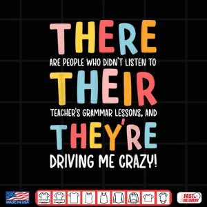 Design There Their TheyRe English Teacher Funny English Teachers Shirt