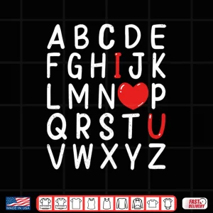 Design Abc I Love You Alphabet Valentines Day English Teachers Kids Long Sleeve Shirt