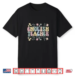 English Teacher Flowers English Teaching English Teachers V Neck Shirt