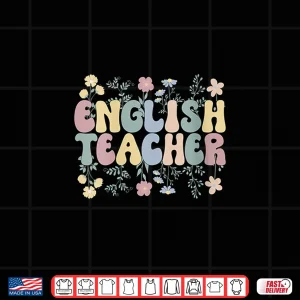 Design English Teacher Flowers English Teaching English Teachers V Neck Shirt