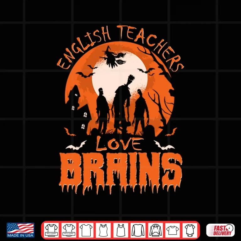 Design Funny English Teachers Love Brains Halloween Teacher Long Sleeve Shirt