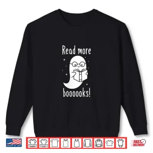 Sweatshirt Womens Read More Boooooks Ghost Teacher Halloween Boo Book Lover V Neck Shirt