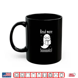 Mug Womens Read More Boooooks Ghost Teacher Halloween Boo Book Lover V Neck Shirt