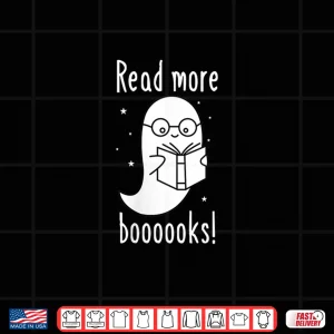 Design Womens Read More Boooooks Ghost Teacher Halloween Boo Book Lover V Neck Shirt