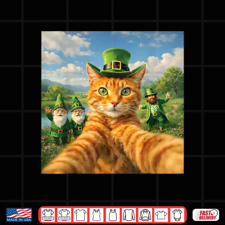Design Funny St PatrickS Day Cat Selfie With Leprechaun Shirt