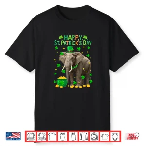 Happy St. Patrick’S Day Elephant Shamrocks Coins Lover Kids Shirt