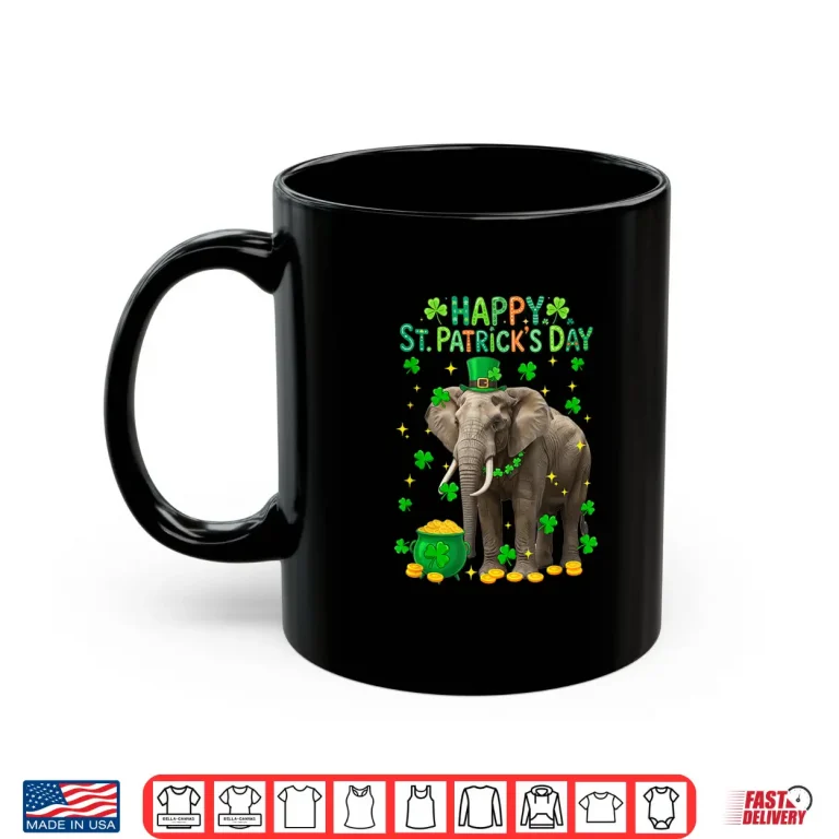 Mug Happy St. PatrickS Day Elephant Shamrocks Coins Lover Kids Shirt