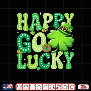 Design Groovy St PatrickS Day Happy Go Lucky Shamrock Men Women Shirt