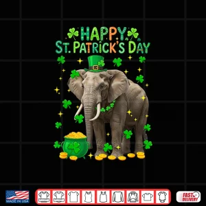 Design Happy St. PatrickS Day Elephant Shamrocks Coins Lover Kids Shirt
