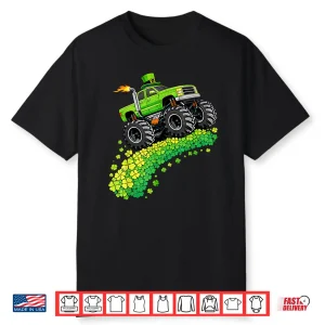 Kids Monster Truck Funny Shamrock St Patrick’S Day Boys Shirt