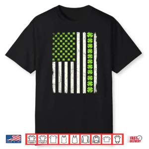 Lucky Shamrocks American Flag St Patrick’S Day Men Women Shirt