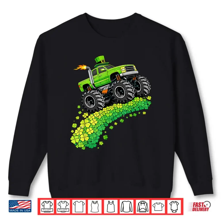 Sweatshirt Kids Monster Truck Funny Shamrock St PatrickS Day Boys Shirt
