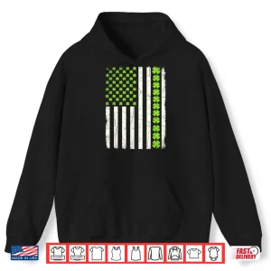 Hoodie Lucky Shamrocks American Flag St PatrickS Day Men Women Shirt