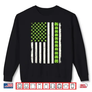 Sweatshirt Lucky Shamrocks American Flag St PatrickS Day Men Women Shirt