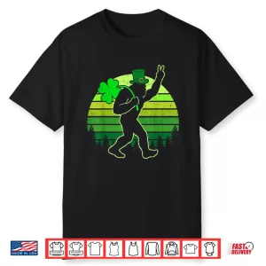 Retro Funny St Patrick’S Day Bigfoot Shamrock Men Women Kids Shirt