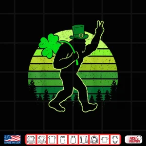 Design Retro Funny St PatrickS Day Bigfoot Shamrock Men Women Kids Shirt