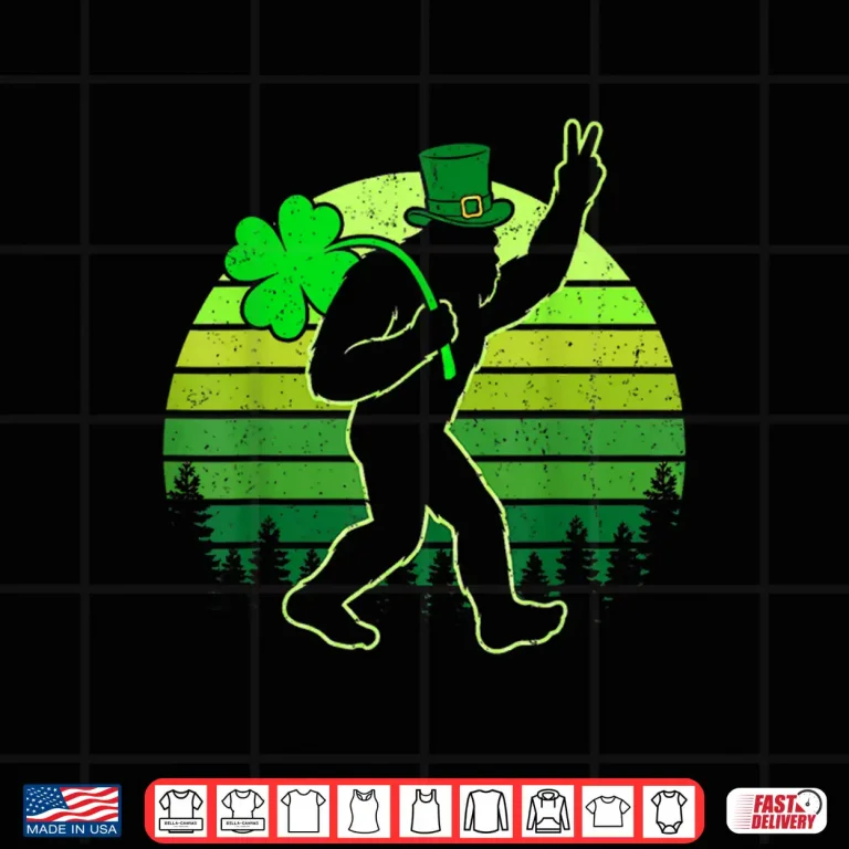 Design Retro Funny St PatrickS Day Bigfoot Shamrock Men Women Kids Shirt