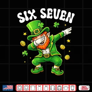 Design Six Seven Leprechaun Dabbing 67 Meme St PatrickS Day Boys Shirt