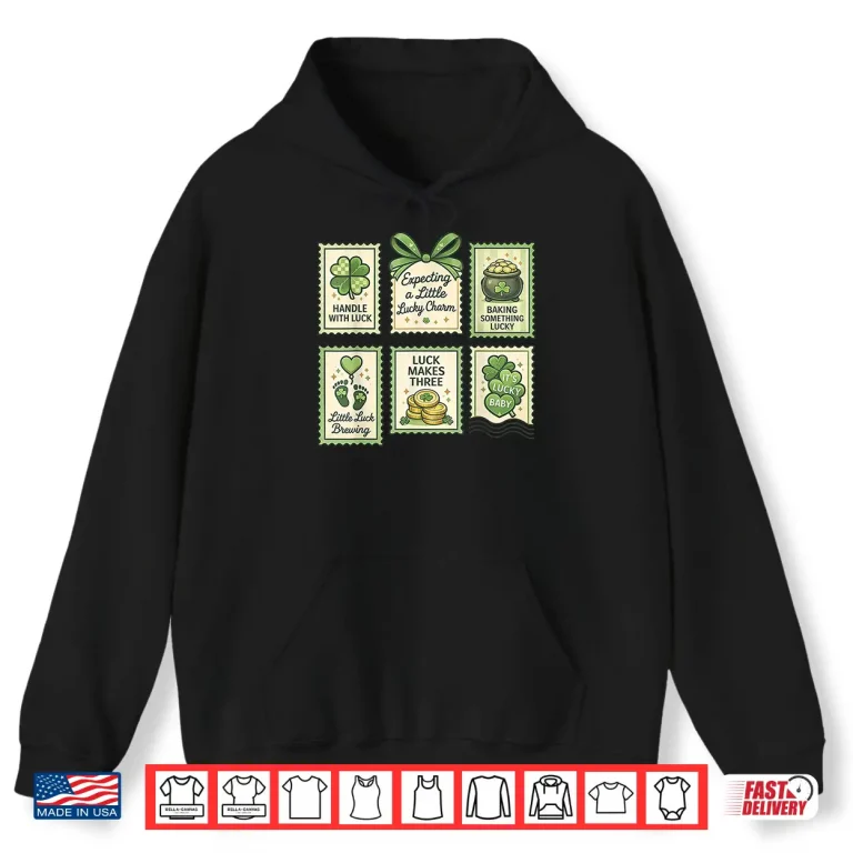 Hoodie Stamp St. PatrickS Day Pregnancy Announcement Reveal Baby Shirt