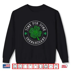Sweatshirt Time For Some Shenanigans Leopard Clovers St Patrick Day Shirt