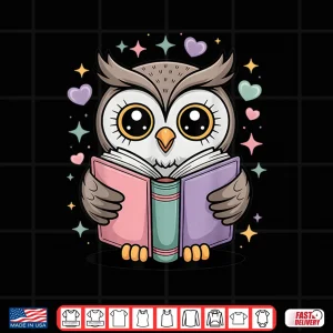 Design Cute Reading Owl Book Lover Teacher Librarian Bookworm Shirt