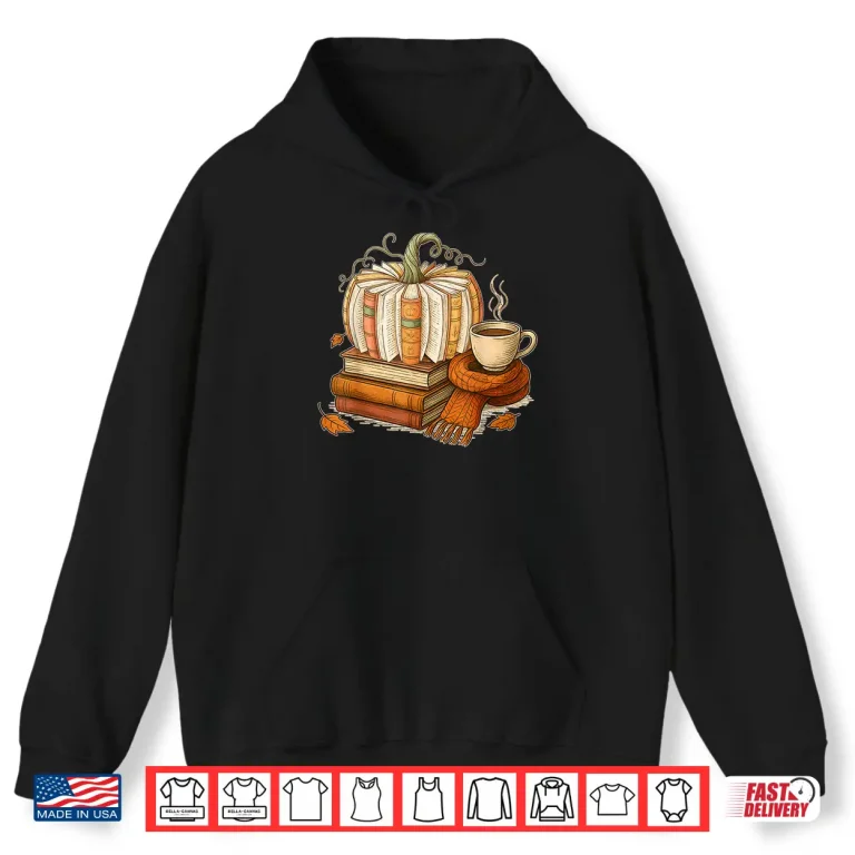 Hoodie Fall Book Pumpkin Halloween Reading Book Lovers Women Men Shirt