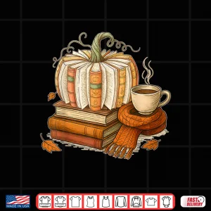 Design Fall Book Pumpkin Halloween Reading Book Lovers Women Men Shirt