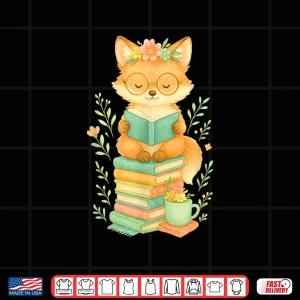 Design Fox Reading Book Readers Teachers Librarians Bookworms Shirt
