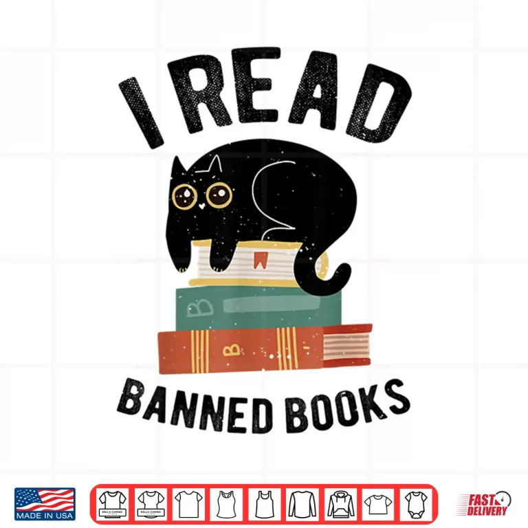 Design I Read Banned Books Librarians Black Cat Reader Bookworm Shirt