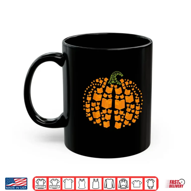 Mug Vintage Book Pumpkin Autumn Fall Librarians Bookworm Teacher Shirt