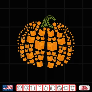 Design Vintage Book Pumpkin Autumn Fall Librarians Bookworm Teacher Shirt