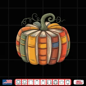 Design Fall Book Pumpkin Retro Reading Halloween Teacher Shirt