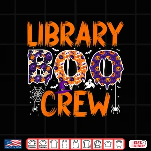 Design Library Boo Crew Librarians Book Lovers Ghost Halloween Shirt