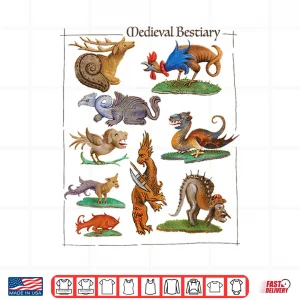 Design Medieval Bestiary Funny Illuminated Manuscript Art Shirt