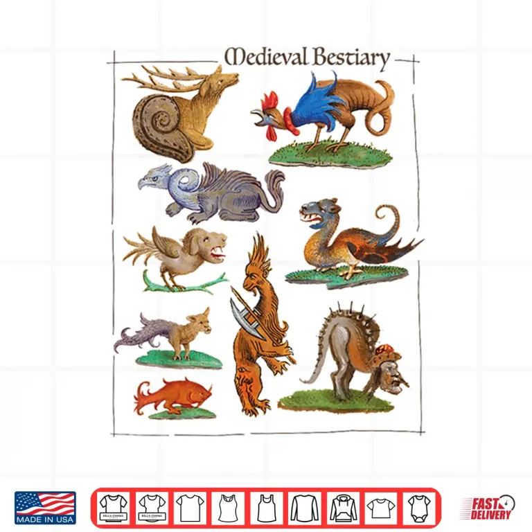 Design Medieval Bestiary Funny Illuminated Manuscript Art Shirt