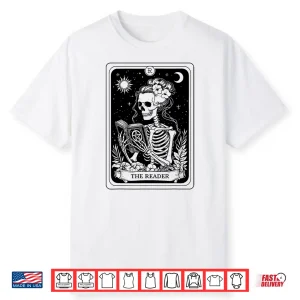 Tarot Card Reader   Skeleton Reading Wiccan Book Lovers Shirt