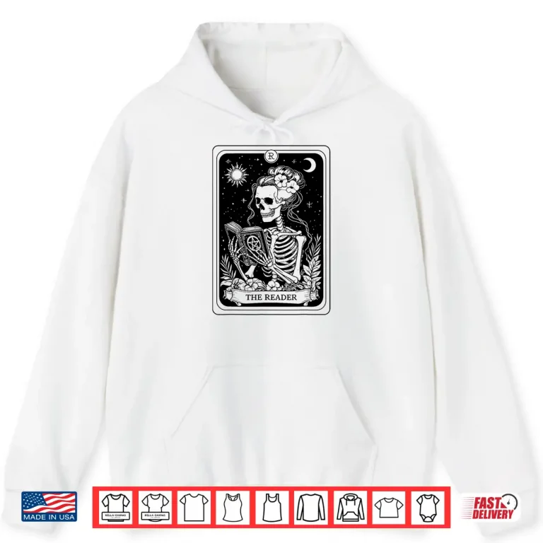 Hoodie Tarot Card Reader Skeleton Reading Wiccan Book Lovers Shirt