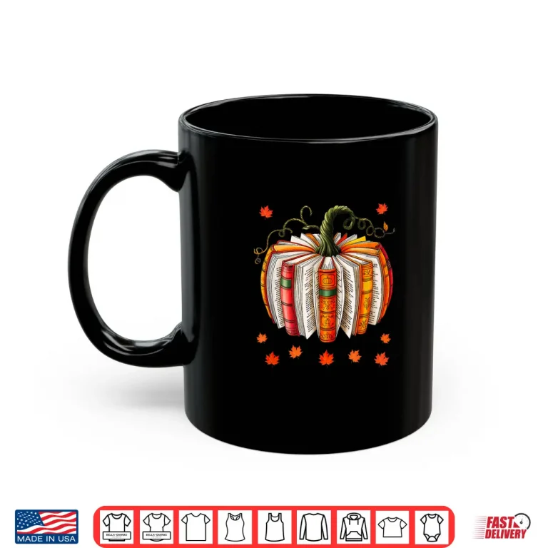Mug Book Lover Pumpkin Book Teacher Fall Halloween Thanksgiving Shirt