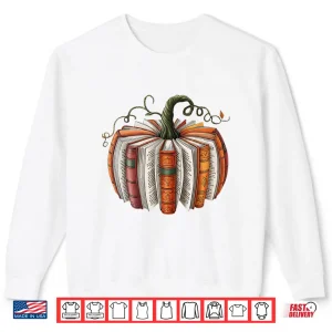 Sweatshirt Halloween Teacher Librarians Fall Book Pumpkin Retro Reading Shirt