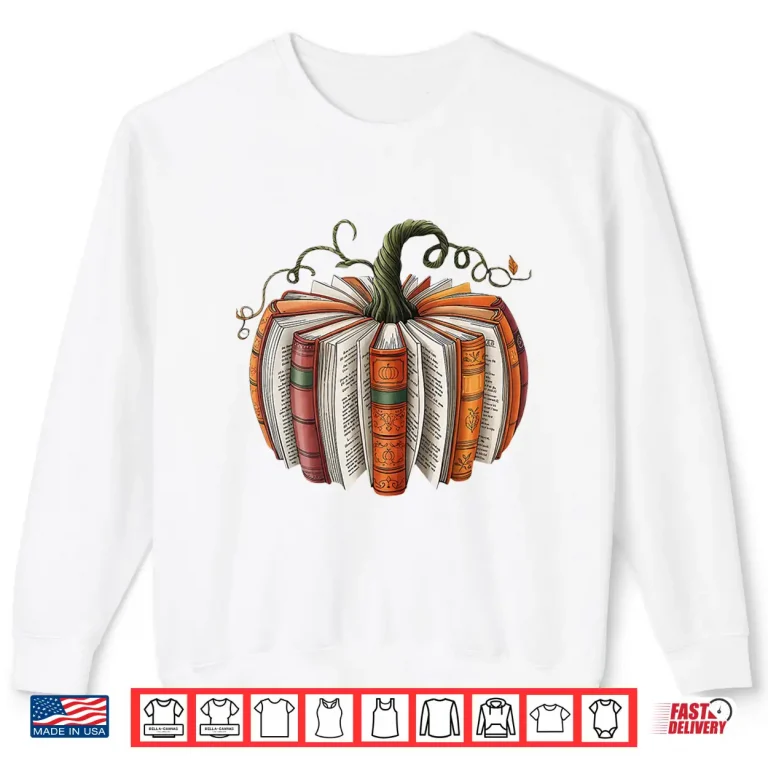Sweatshirt Halloween Teacher Librarians Fall Book Pumpkin Retro Reading Shirt
