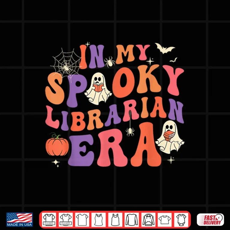 Design In My Spooky Librarian Era Retro Ghost Halloween Teachers Shirt