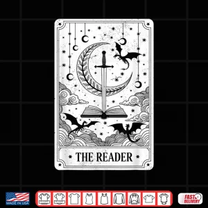 Design The Reader Tarot Card Bookworm Books Lover Dragon Librarians Shirt
