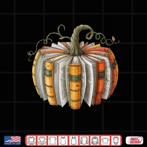 Design Teachers Students Fall Book Pumpkin Fall Librarians Bookworm Shirt