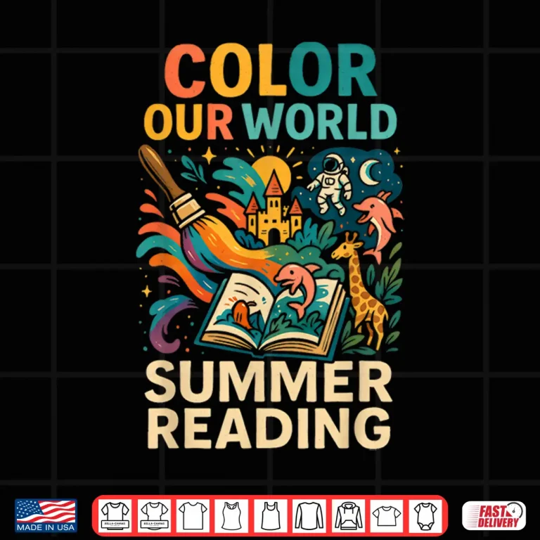 Design Color Our World Summer Reading For Bookworms Librarians Shirt