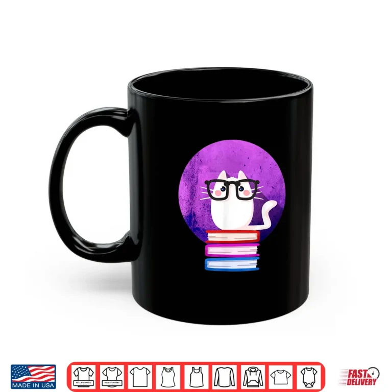 Mug Nerdy Cat Funny Book Nerd Librarians Shirt