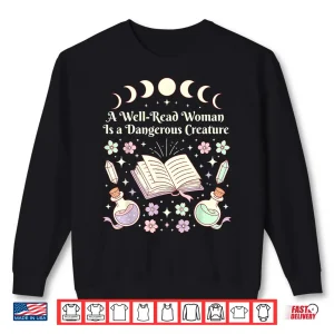 Sweatshirt Well Read Woman Literature Quote Celestial Book Floral Shirt
