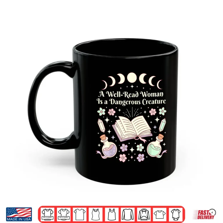 Mug Well Read Woman Literature Quote Celestial Book Floral Shirt