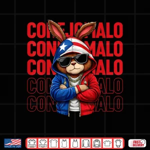 Design Conejalo Bunny Puerto Rican Flag Gift For Men Boys Kids Shirt