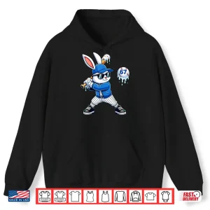 Hoodie Funny Dripping Drip Baseball Rabbit Bunny Easter Men Boy Kid Shirt