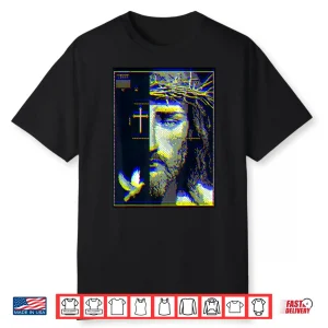 Jesus Christ Glitch Dove Crucifix Streetwear Shirt